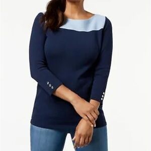 Karen Scott Colorblock Sweater XL